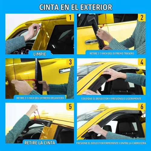 Vista 7 de Deflectores de ventana extra duraderos con cinta adhesiva para viseras de lluvia, protectores solares, ventilación para parabrisas, accesorios Para