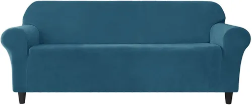 Vista 17 de Funda elástica para sofá de 3 cojines, 1 funda de terciopelo para sofá, fundas protectoras de muebles con parte inferior elástica, lavable a máquina