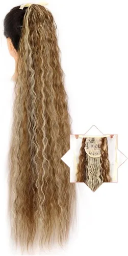 Vista 12 de HIHELO 1 paquete de extensiones de cola de caballo largas onduladas sintéticas naturales con cordón de extensión de cola de caballo para mujer 005