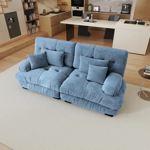 Vista 49 de Sofá modular de gran tamaño de 94 pulgadas, sofás seccionales grandes de color beige y blanco para sala de estar, juego de sofá de terciopelo, sofás