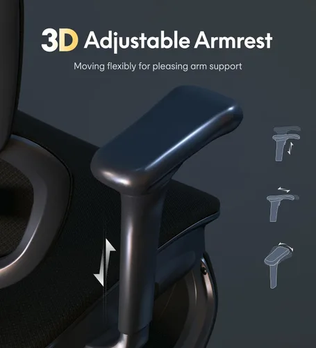 Vista 10 de FLEXISPOT Sentinel Ergonomic Gaming Chair Charcoal Dual-Wing Adaptive Lumbar,Adjustable Armrests,Recline &Tilt Function,Adjustable Backrest,for