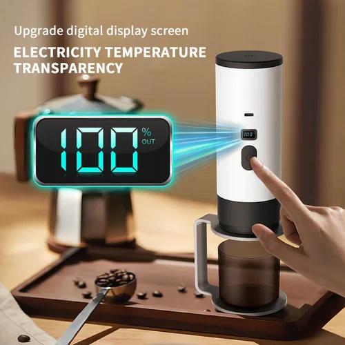 Vista 4 de Cafetera portátil de café autocalentable para automóvil, cafetera de café expreso para viajes, camping, funciona con pilas, USB/tipo C, con café