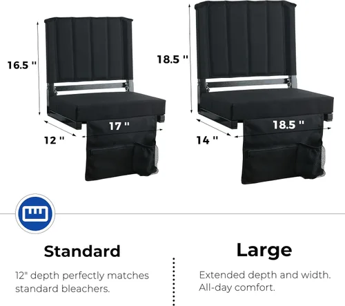 Vista 2 de SPORT BEATS Stadium Seats with Back Support Bleacher Chairs with Back and Cushion Thick Padded Bleacher Seats Includes Shoulder Strap