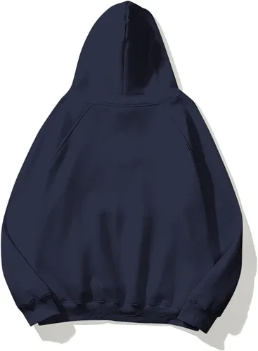 Vista 2 de Meladyan Sudadera básica con capucha para mujer, de forro polar, manga larga, sudadera con capucha de gran tamaño para hombres y parejas, azul, azul