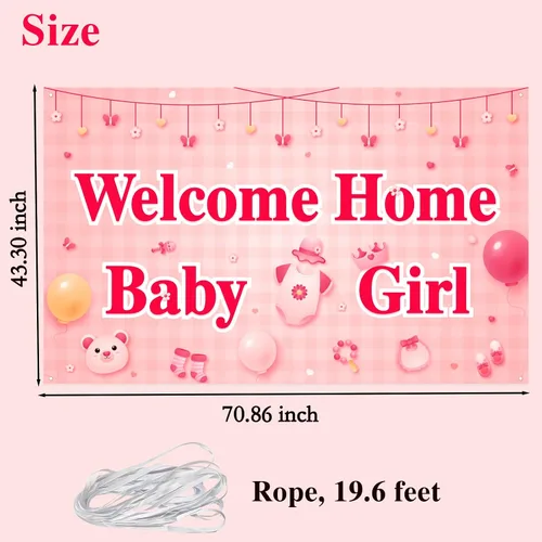 Vista 2 de Labakita Cartel de bienvenida a casa para niña, cartel de bienvenida a casa para nueva niña, cartel de bienvenida para niña nueva, letrero de baby
