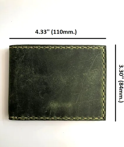 Vista 6 de Cartera de cuero para hombres I Crazy Horse I Slim Wallet para hombres y mujeres diseño único para hombre I Best Gift Idea forro polar verde
