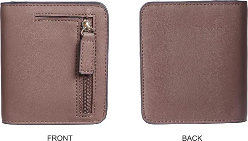 Vista 5 de Gostwo - Cartera compacta de piel genuina de lujo para mujer con bloqueo de RFID y ventana de identificación