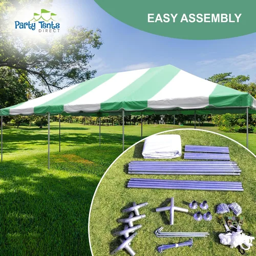 Vista 6 de Party Tents Direct Carpa para Fiesta de 20x30 - Marco de Acero - Gazebo al Aire Libre, Pabellón, Sombrilla para Sol, Refugio para Acampada - Verde