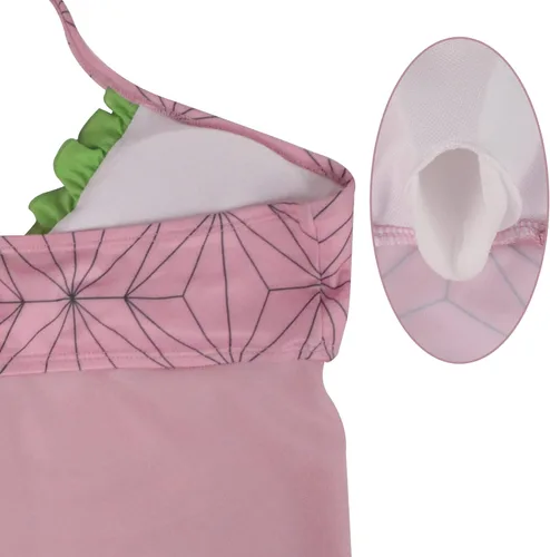 Vista 4 de polemaetus Traje de baño Kamado Nezuko para mujer, bikini de dos piezas, traje de baño de anime halter, Nezuko
