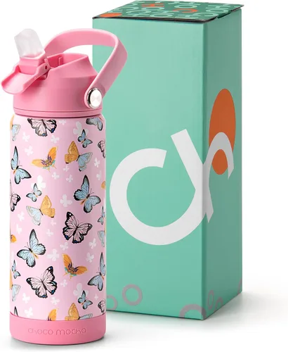 Vista 9 de Botella de Agua Choco Mocha para Niños para la Escuela, Botella de Agua Aislada para Niños de Acero Inoxidable para Niños, 14 Oz Camión Monstruo