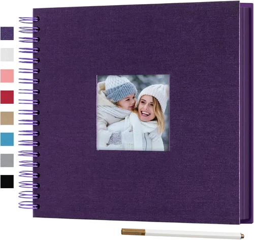 Vista 26 de Álbum de fotos pequeño DIY para manualidades de 8 x 8 pulgadas con foto de portada, 80 páginas, tapa dura, papel para manualidades, álbum de fotos