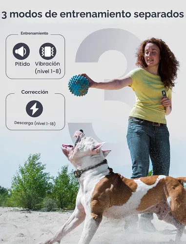 Vista 3 de Collar de entrenamiento para perros con control remoto, collar inteligente de choque para perros con 3 modos de entrenamiento e iconos