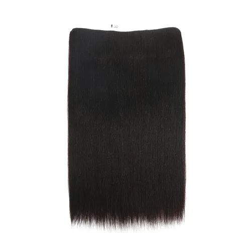 Vista 2 de Extensiones de cabello humano 100% real, de 18 pulgadas, color marrón, largo, lacio, alambre invisible con alambre transparente, 4 clips