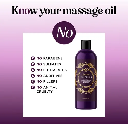 Vista 4 de Aceite natural hipoalergénico para terapia en la piel, masaje sensual con aceite puro de lavanda para hombres y mujeres, 8 onzas