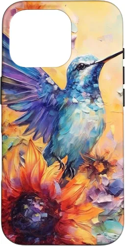 Vista 20 de Colorful Watercolor Sunflower Nature Purple Blue Hummingbird Case for iPhone 17