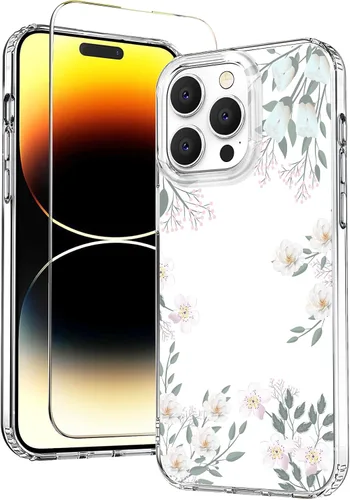 Vista 15 de Funda para iPhone 12 para mujer, [con protector de pantalla] ajuste delgado, diseño floral bohemio, lindo iPhone 12 Pro, patrón que nunca se