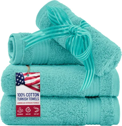 Vista 70 de Juego de toallas American Veteran Towel, de lujo, 6 piezas de algodón 100 % turco para máxima suavidad y absorción, para hotel y spa
