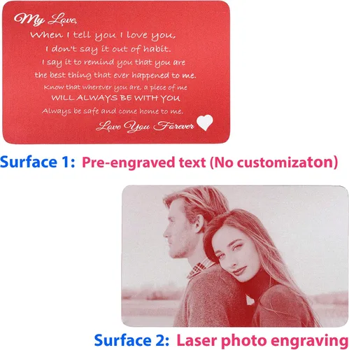Vista 2 de Love You Forever - Tarjeta de felicitación personalizada con texto de foto grabada para marido esposa novio novia