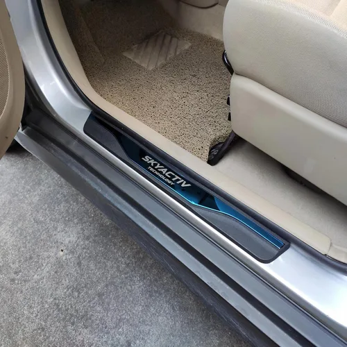 Vista 8 de Accesorios para automóvil Protector de umbral de puerta, para Mazda 3, 6, CX-30, CX-5, placa de protección de umbral de protección contra rozaduras
