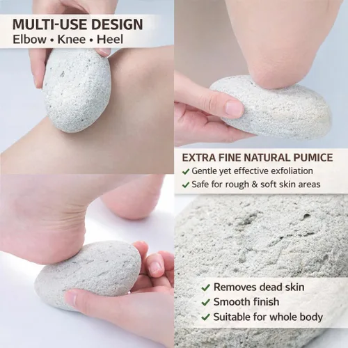 Vista 3 de Piedra pómez, natural [fabricada en Japón], forma ergonómica, textura extrafina, removedor de callos de piel dura y agrietada para hombres, mujeres