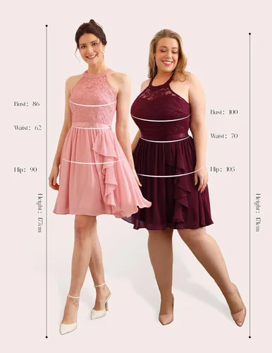 Vista 5 de Wedtrend Vestidos de dama de honor para mujer, vestido de cóctel sin mangas con volantes, acampanado, vestido corto de graduación 2025