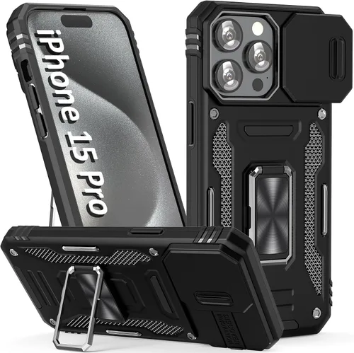 Vista 64 de Funda para iPhone 15 Pro, color verde alpino