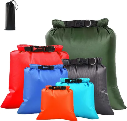 Vista 13 de 6 bolsas secas impermeables, bolsas secas ligeras para kayak, impermeables, bolsa impermeable al aire libre para kayak, senderismo, canotaje