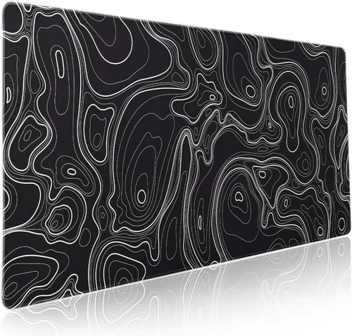 Vista 50 de Alfombrilla de mouse negra estética vintage para juegos botánicos, extendida, bonita planta verde bosque, naturaleza, floral, grande