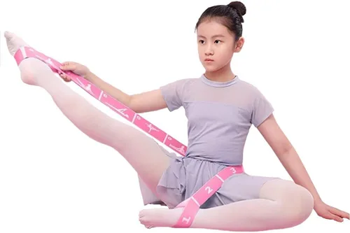 Vista 7 de Paquete de 2 Bandas Elásticas de Estiramiento Ajustables para Niños - Bandas Elásticas de 8 Bucles para Ballet, Latín, Yoga, Gimnasia y Estiramiento