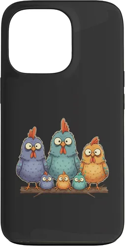 Vista 10 de Chicken: My Cluck Crew, Three Big Hens + Four Tiny Chicks Case for iPhone 16