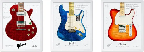 Vista 15 de Poster Master Póster de música vintage de 3 piezas, impresión de instrumentos retro, regalo para músico, amigo, guitarra eléctrica, patrón, patente