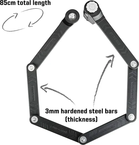 Vista 3 de Kryptonite Keeper 585 - Cerradura plegable para bicicleta, compacta de alta seguridad, antirrobo, plegable, con combinación reiniciable de 4 dígitos