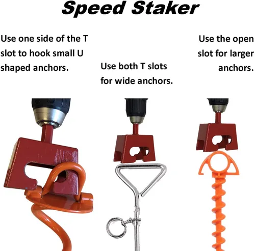 Vista 2 de Keyfit Tools Taladro Staker de velocidad de anclaje de tierra en tus anclajes de suelo en espiral de alta resistencia en segundos. Funciona