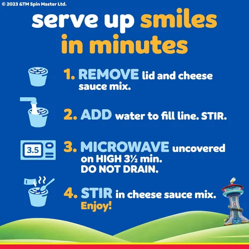 Vista 4 de Kraft - Tazas de macarrones y queso fáciles de microondas con formas de pasta Nickelodeon Paw Patrol (paquete de 4 unidades, tazas de 1.9 onzas)