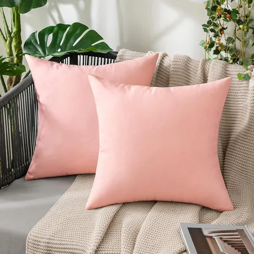 Vista 15 de MIULEE - Paquete de 2 fundas de almohada decorativas para exteriores, impermeables, sólidas, de imitación de lino, para jardín, casa de campo, Azul