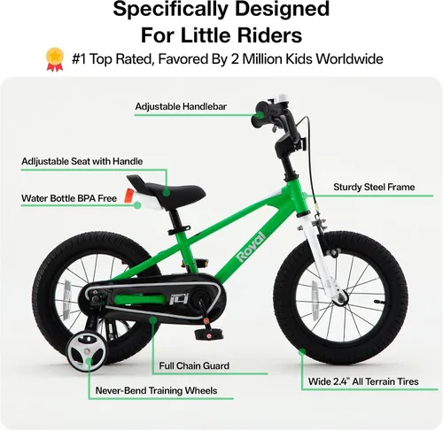 Vista 3 de RoyalBaby Kids Bike Freestyle Classic 12 14 16 18 Inch Children Bicycle for Ages 3-10 Years Toddler to Big Kids