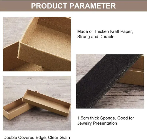 Vista 5 de PH PandaHall Paquete de 20 cajas de regalo de joyería, collar, pulsera, caja de papel kraft rectangular con esponja para vender cumpleaños, Navidad