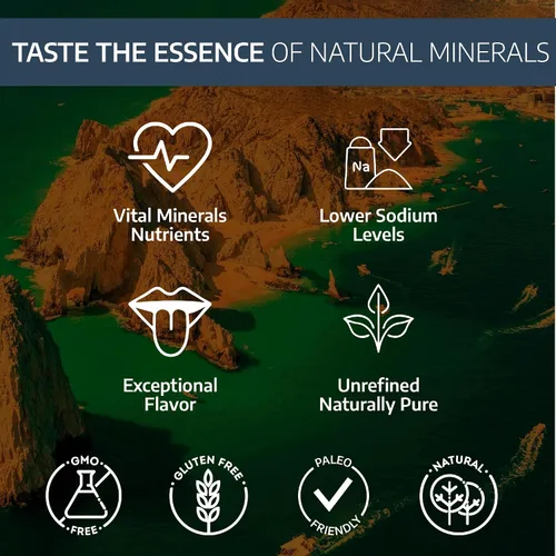 Vista 9 de All Goods - Sal marina mineral – 16 onzas de grano grueso, 100% natural, cosechada a mano, rica en más de 90 minerales esenciales, 30% menos