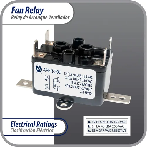 Vista 4 de Appli Parts APFR-290 90-290, bobina de 24 VAC, relé de ventilador de conmutación de alta resistencia, SPST normalmente abierto para AC y calentador