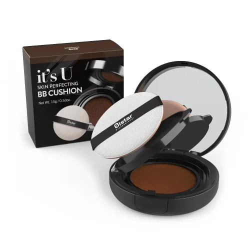 Vista 2 de Sistar Cojín BB para perfeccionar la piel, cobertura completa, de larga duración, base de brillo natural, funda On The Go con espejo (profundo)