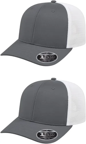 Vista 85 de Cap America i8502 Flexfit 110 Premium - Gorra de camionero de perfil medio con 6 paneles de malla trasera con protección UV y cierre ajustable