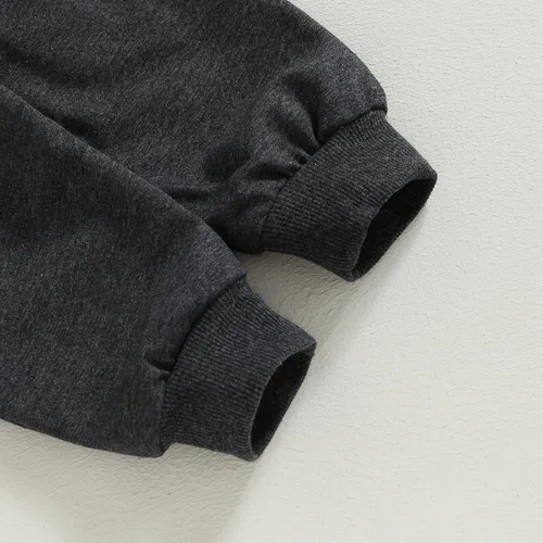 Vista 8 de Conjunto de sudadera con estampado de letras para bebé, 2 piezas, pantalones deportivos casuales para otoño e invierno
