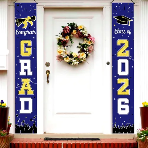 Vista 14 de KatchOn, Pancarta grande de graduación negro y dorado 2025 – 72 x 12 pulgadas Cartel de felicitación de graduación 2025 para decoraciones