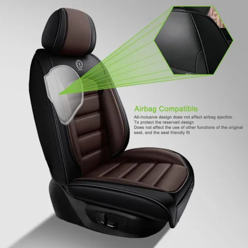 Vista 5 de Fundas de asiento para GMC Canyon 2004-2024, 2 fundas de asiento de automóvil de cuero, fundas protectoras de asiento impermeables, fundas