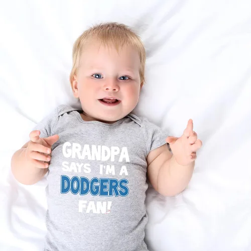 Vista 4 de NanyCrafts 'Grandpa Says I'm a Dodgers Fan Baby Body Body para bebé Dodgers