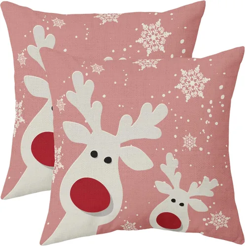 Vista 10 de Juego de 2 fundas de almohada lumbar de Navidad negras de 12 x 20 pulgadas, diseño rústico de copos de nieve de ciervos de Navidad, almohadas