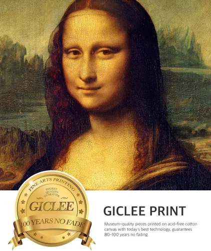 Vista 6 de DECORARTS - Leonardo Da Vinci Mona Lisa - Arte enmarcado con marco de bronce antiguo, impresión giclée, retrato renacentista fabricado en Estados