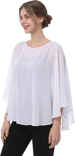 Vista 25 de Capas de gasa para mujer, chales y envolturas para poncho Negro