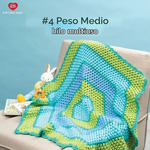 Vista 2 de Red Heart Soft Baby Steps madeja de lana, Aqua