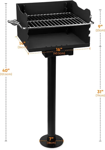 Vista 2 de Stanbroil Barbacoa de carbón para exteriores, parrilla de barbacoa de acero resistente con rejilla de cocina de acero inoxidable y poste sobre/bajo